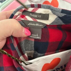Eddie Bauer Women's Classic Red and Blue Check Shirt